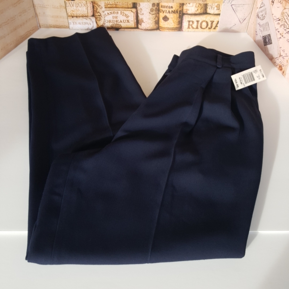 Della Spiga Italy VTG 80s Navy Blue Pleated Slacks (10)